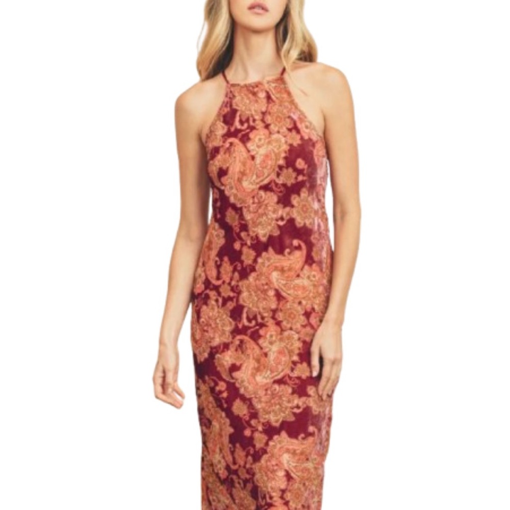 Elegant Paisley Halter Dress
